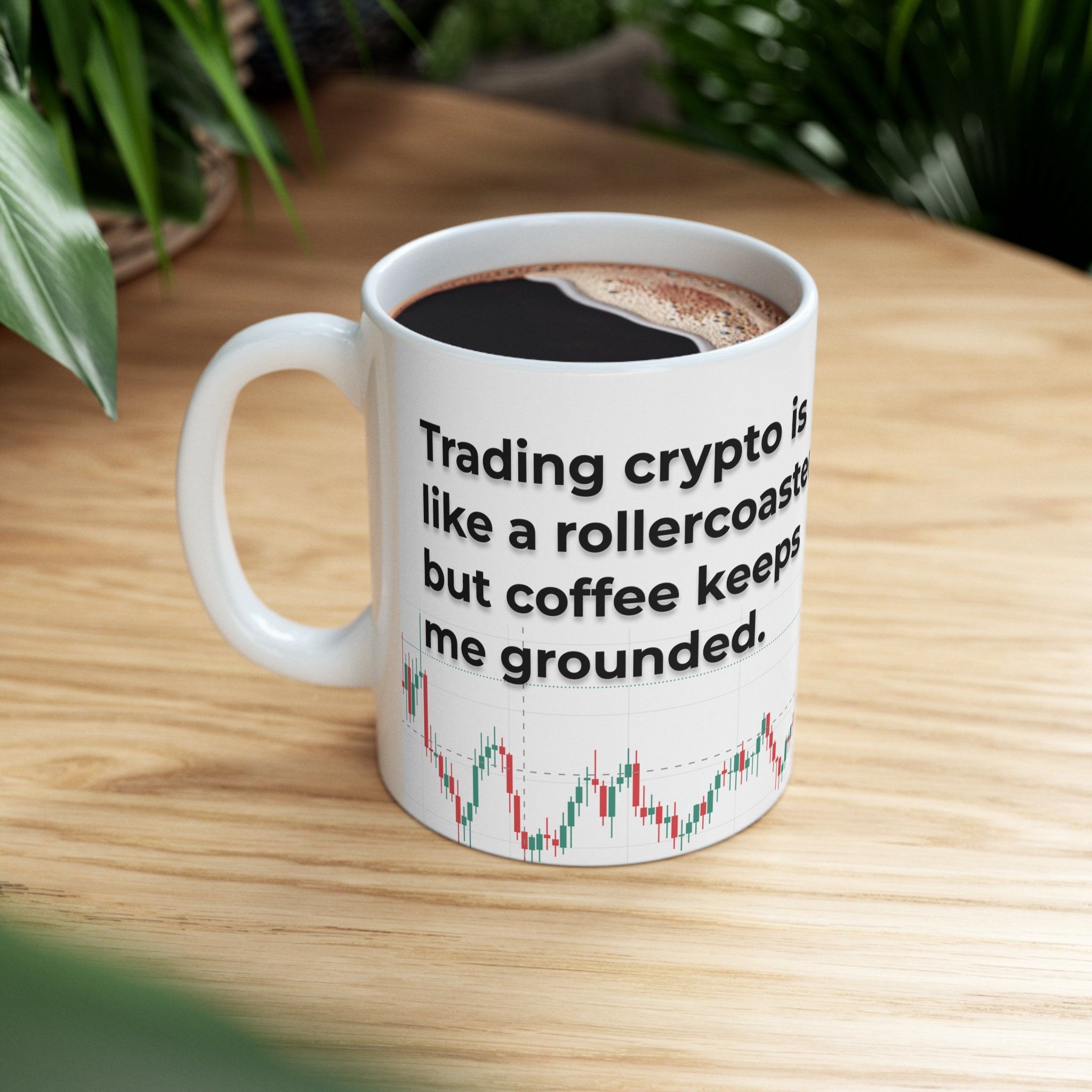 Mug Printing | Crypto Trading Coffee Mug "Trading Crypto is like a Rollercoaster, but coffee keeps me grounded" | Lahore Printers