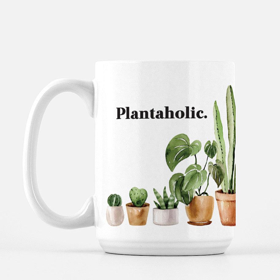 Mug Printing | Plantaholic Mug // Plant Lover Gift - 15oz - White | Lahore Printers